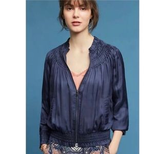 Anthropologie Love Sam Silky Bomber Jacket